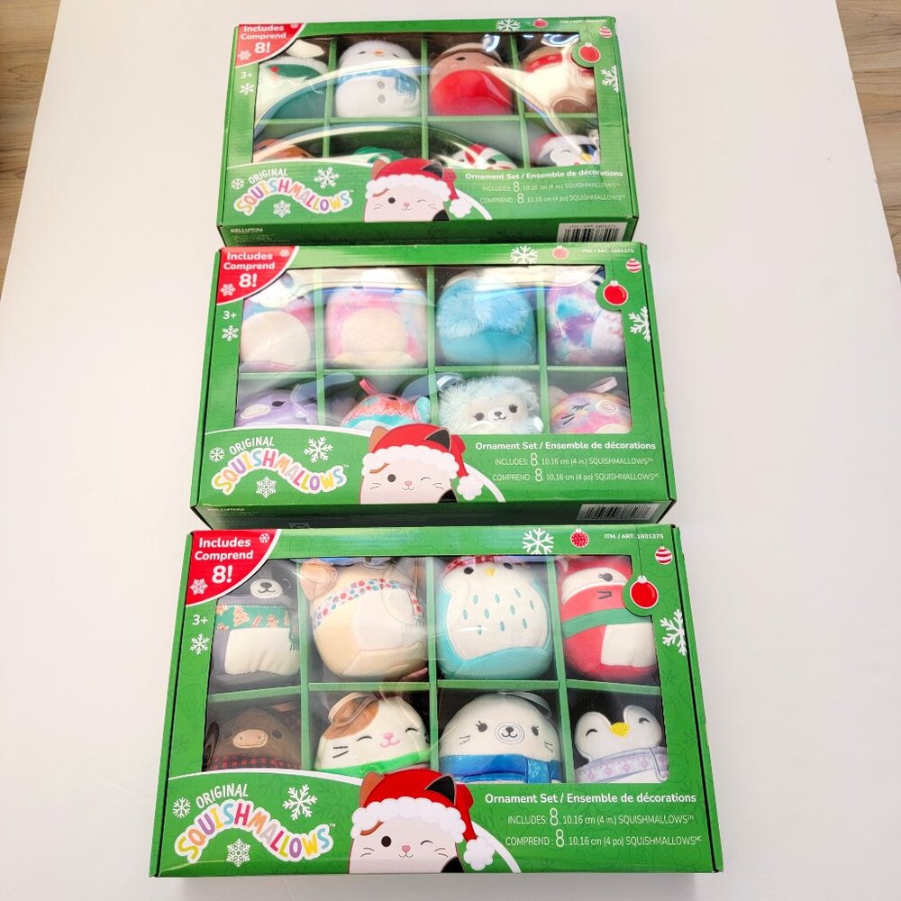 ALL 3 different sets Squishmallows HOLIDAY WINTER Christmas ornaments - 24 total